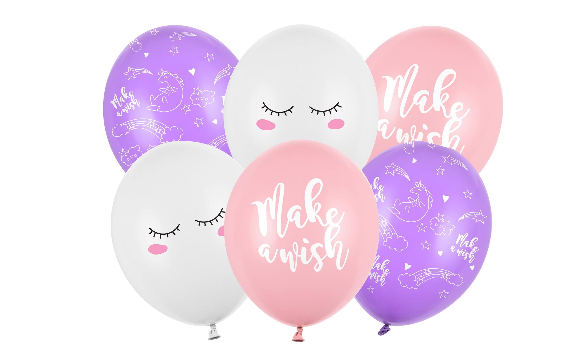 PartyDeco Einhorn Luftballons – weiss, hellrosa – Ø 30 cm – Latex – 6 Stk