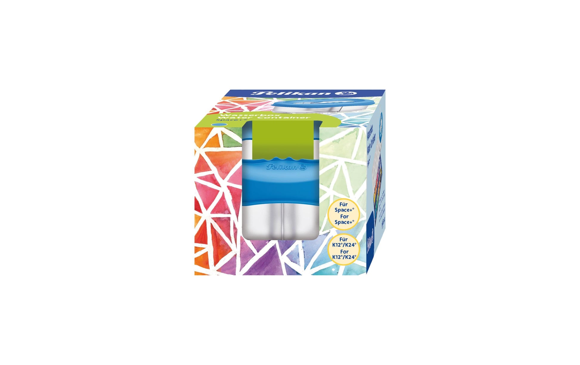 Pelikan Wasserbox Space+, mit Deckel, 2 Fächer, Pinselhalter, blau, transparent, 1 Stück
