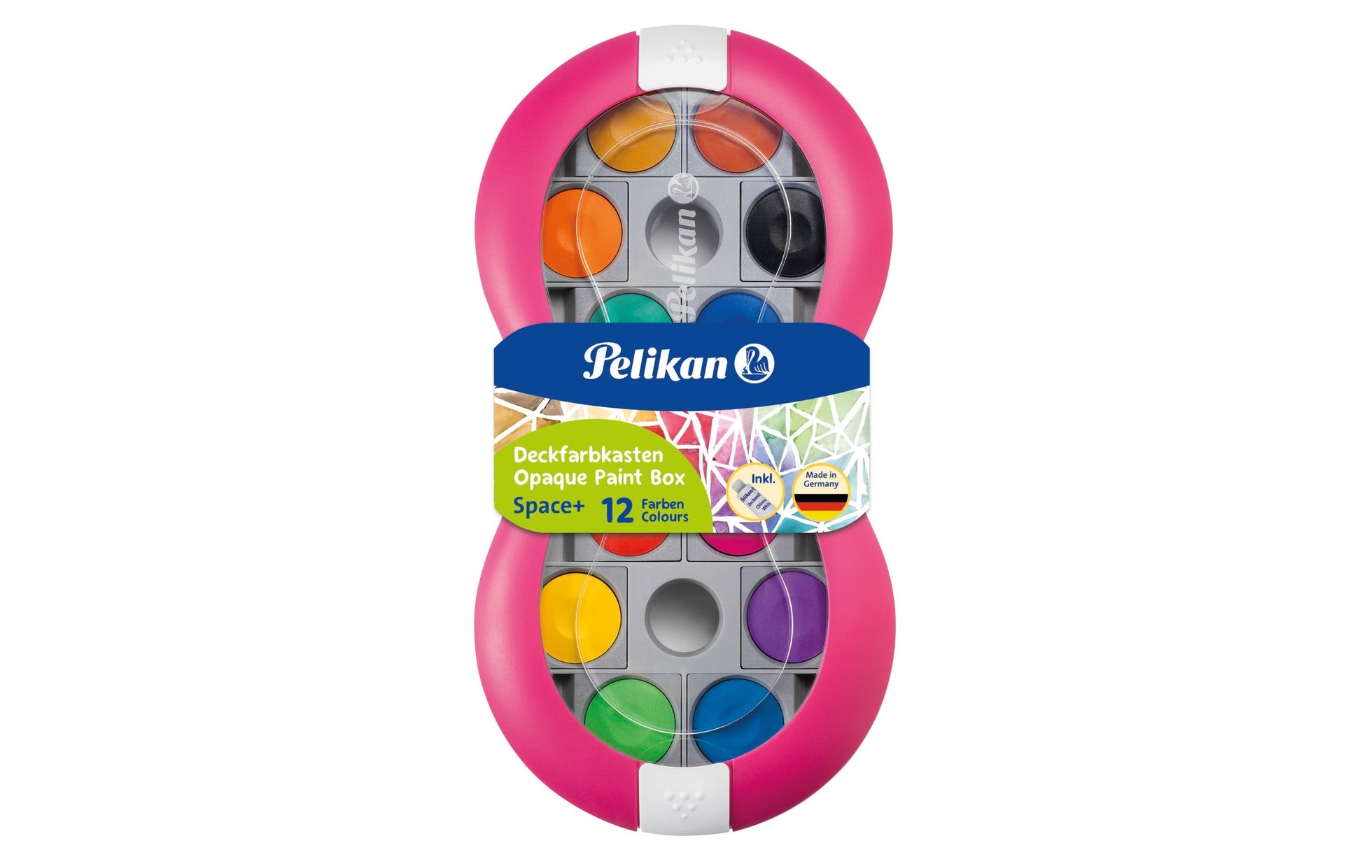 Pelikan Space+ Deckfarbkasten – Mehrfarbig, lichtecht – 12 Farben, mit Deckweiss