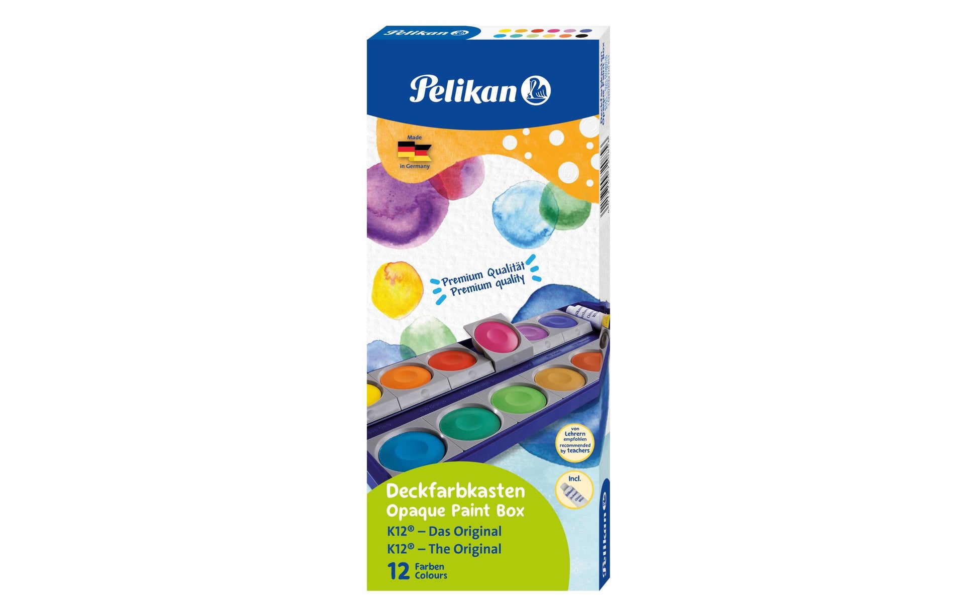 Pelikan Deckfarbkasten – 12 Farben, inklusive Deckweiss
