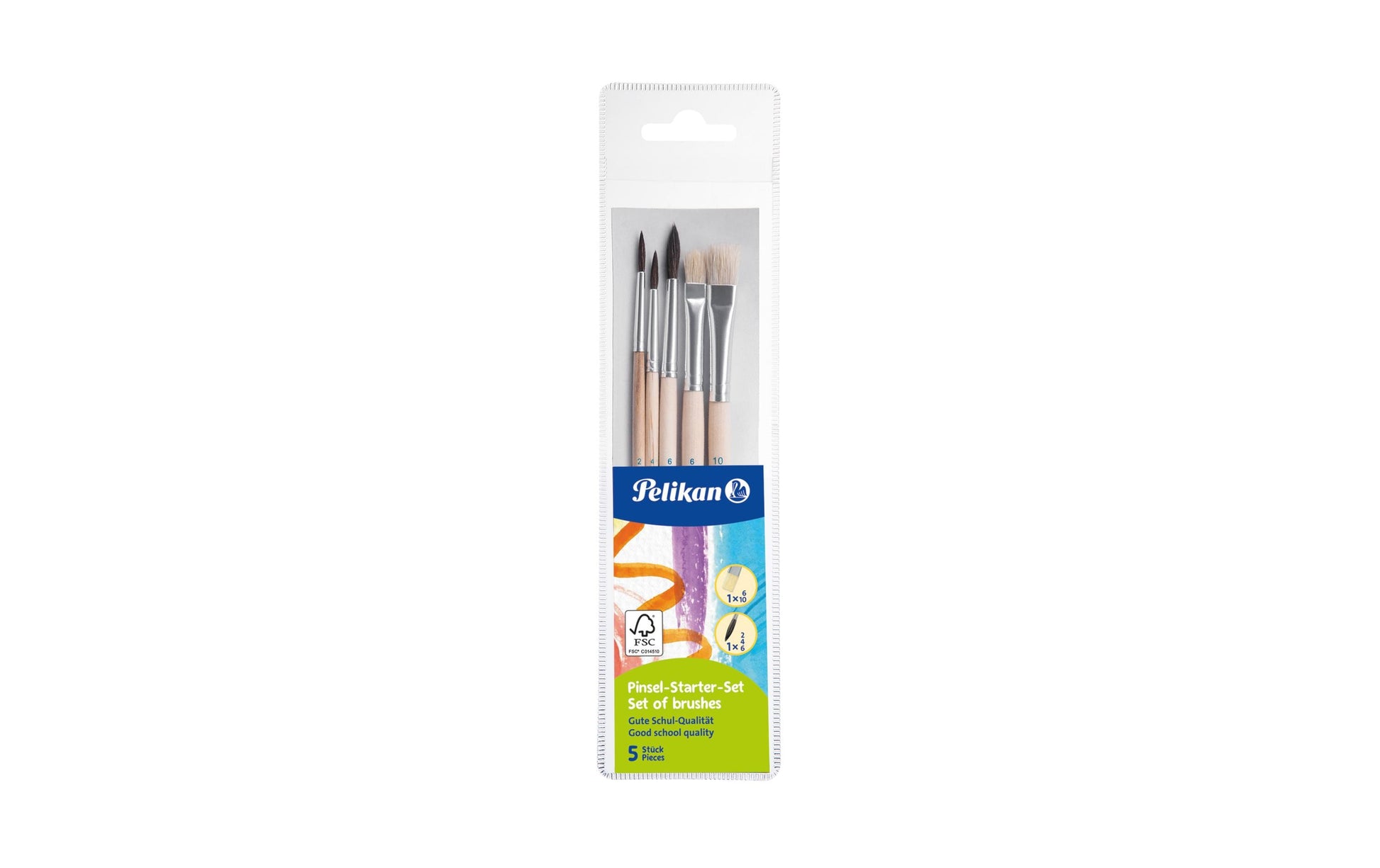 Pelikan Pinsel-Set – Schweinsborsten, Grössen 2/4/6/10, 5er-Set