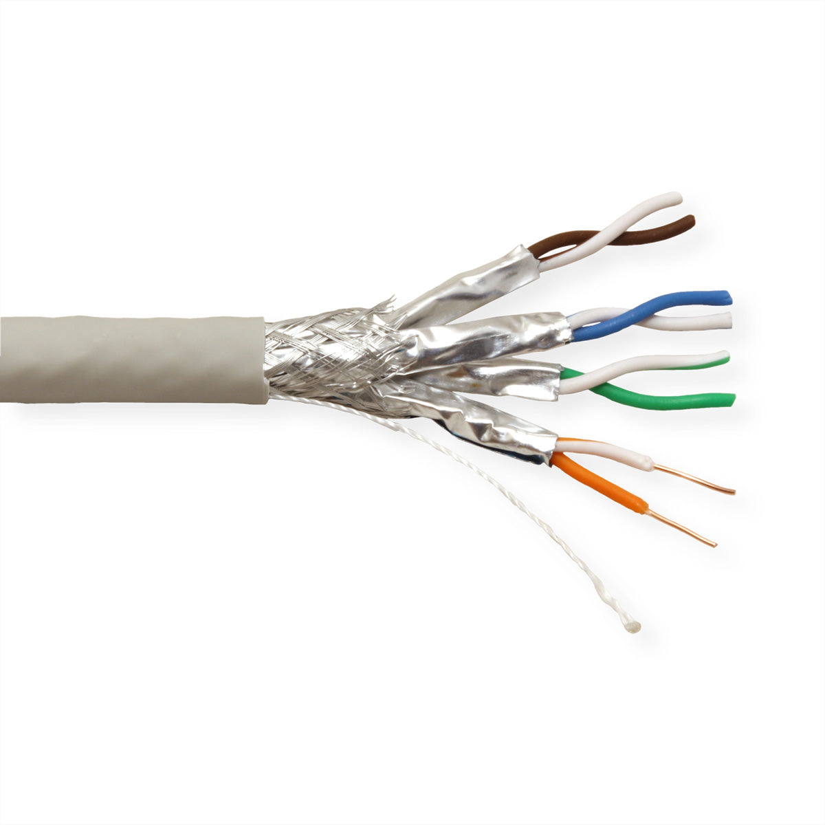 VALUE Installationskabel – Cat7 (Klasse F), S/FTP (PiMF), 100 m, Massivdraht AWG 23, Dca, Grau
