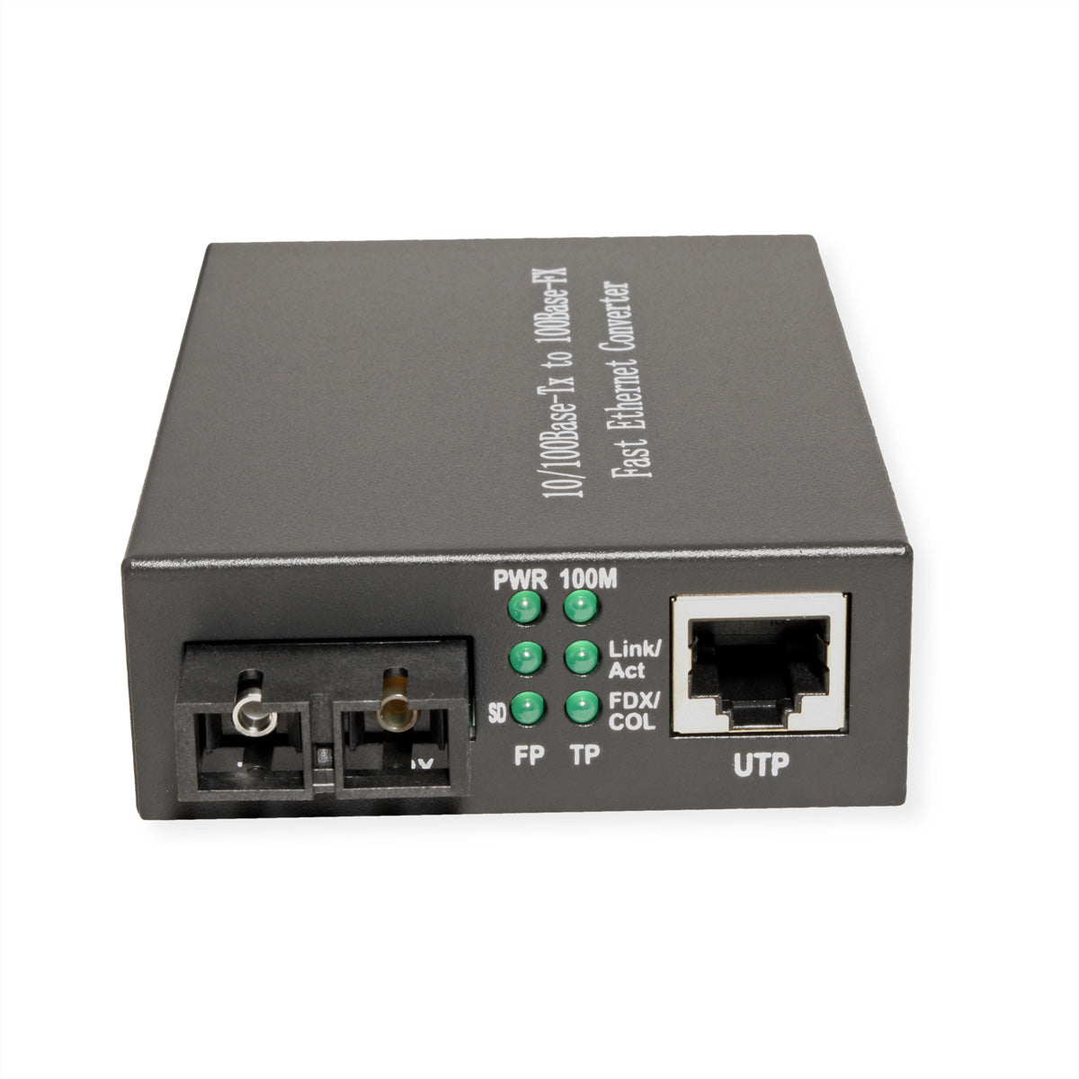 VALUE Medienkonverter SC zu RJ-45 – 100 Mbit/s, Multimode, bis 2 km, 1× RJ-45/1× SC, 100Base-FX – Grau