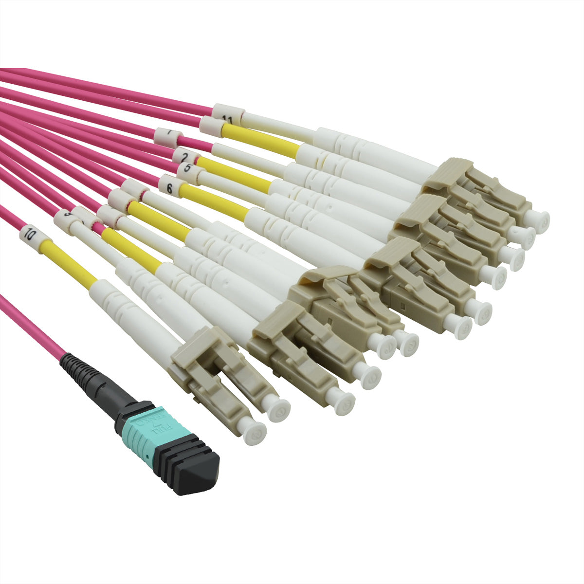VALUE LWL-Patchkabel – MPO–12× LC, Multi-Mode OM4, 2 m, LSZH, violett