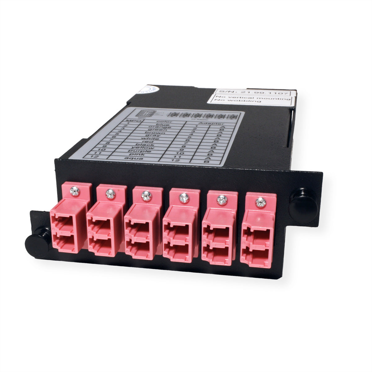 VALUE MPO-Modul – MPO (männlich) zu 12× LC (weiblich), Multimode OM4, Schwarz, 74,7×126,6×37,5 mm