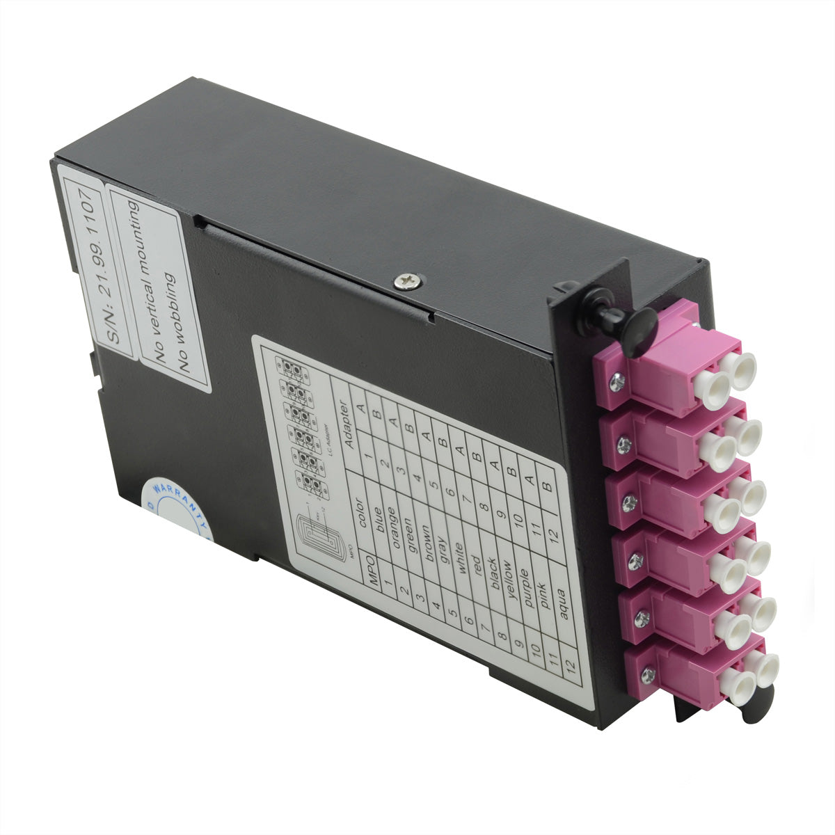 VALUE MPO-Modul – MPO (männlich) zu 12× LC (weiblich), Multimode OM4, Schwarz, 74,7×126,6×37,5 mm