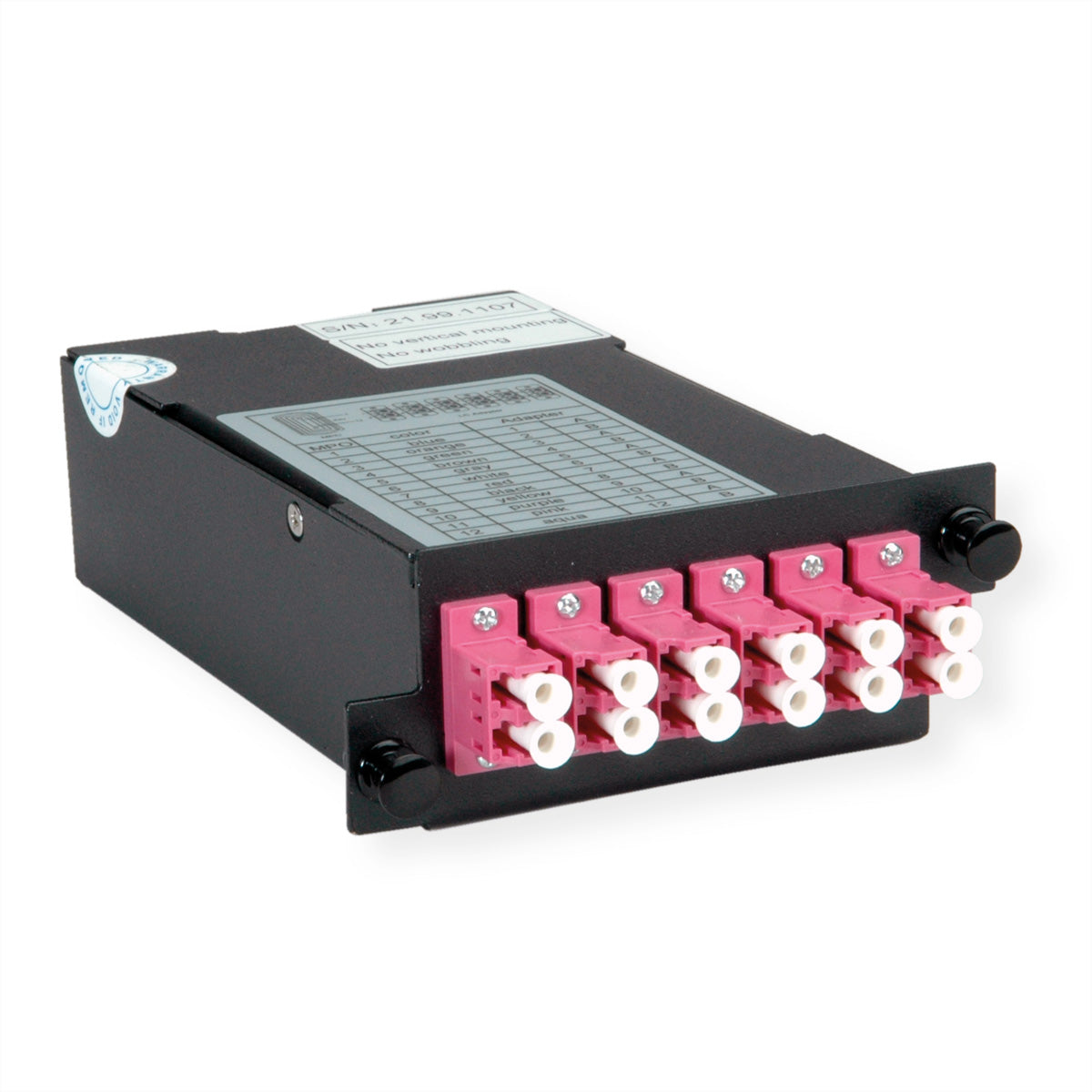 VALUE MPO-Modul – MPO (männlich) zu 12× LC (weiblich), Multimode OM4, Schwarz, 74,7×126,6×37,5 mm