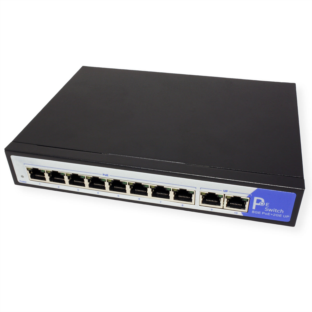 VALUE Unmanaged Switch – 8× 1G PoE, 2× 1G Uplink, PoE (IEEE 802.3af), PoE Budget 120 W, Desktop