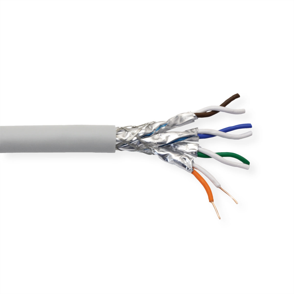 VALUE Installationskabel Cat8.1 – S/FTP (PiMF), 100 m, Massivdraht AWG 22, LSOH, Grau