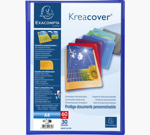 Exacompta Sichtbuch Kreacover A4, 30 Hüllen, PP, assortiert – 12 Stück