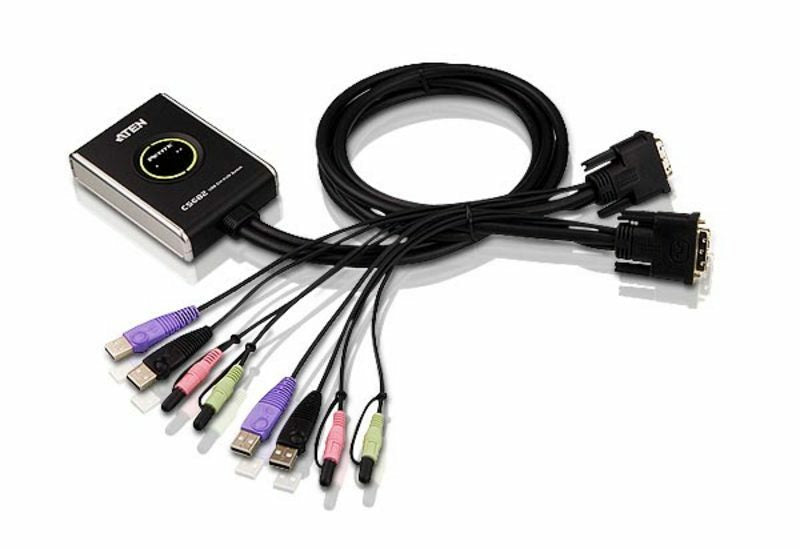 ATEN CS682 – KVM-Switch 2×1, DVI-D/USB 2.0/Audio, 1920 × 1200