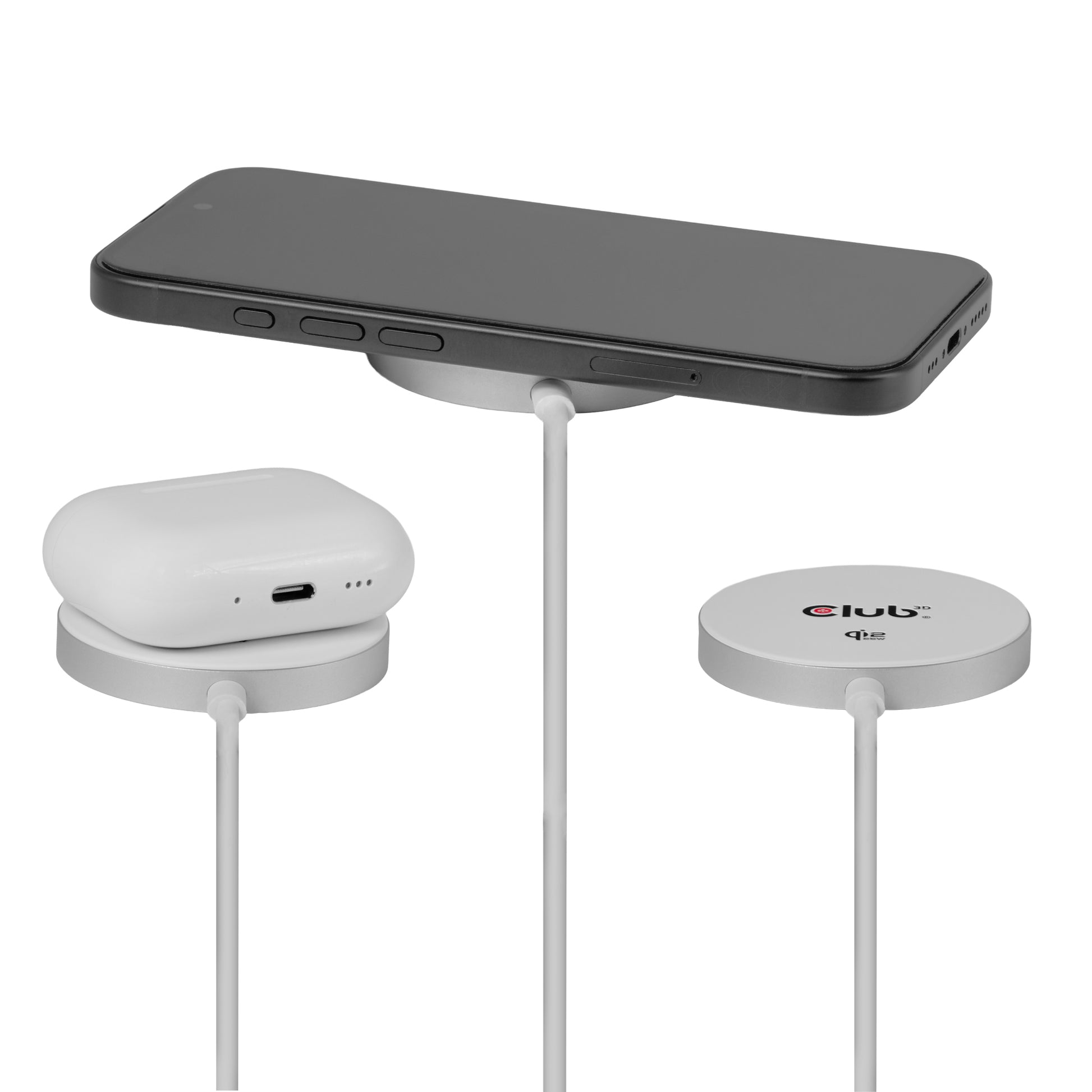 CLUB3D Club 3D CAC-3026 Kabelloses Ladegerät 25 W – Qi2, MagSafe-kompatibel – USB-C×1 – für Smartphones – Weiss