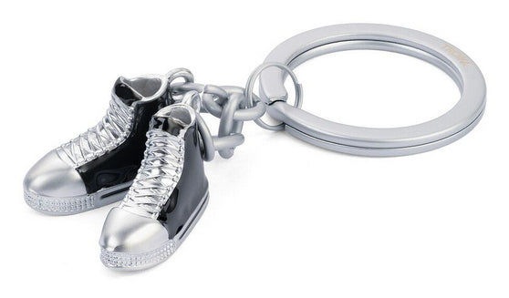 TROIKA Schlüsselanhänger Chucks Schuhe – Metall, Schwarz/Silber, 87 × 35 × 9 mm, 6er-Set