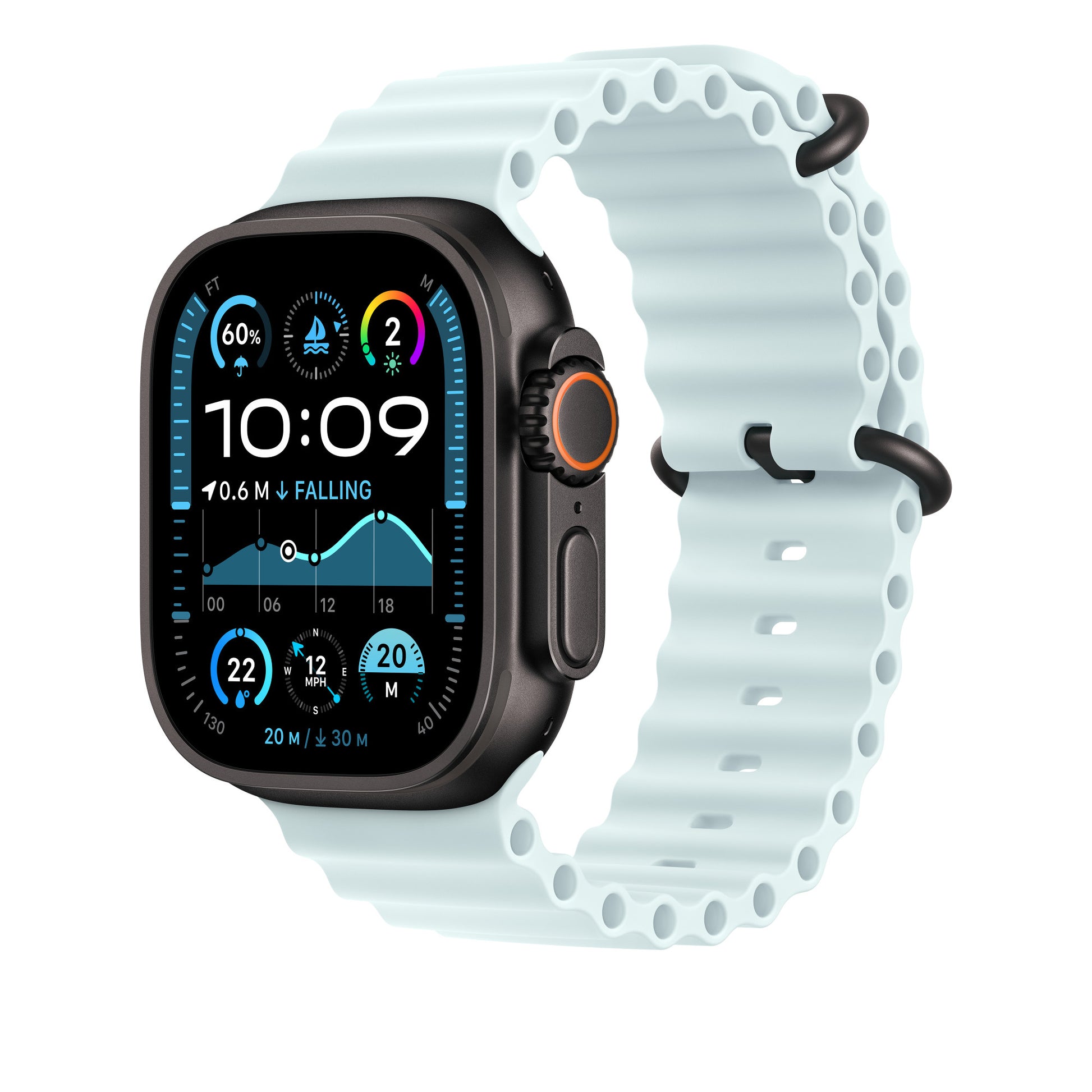 Apple IceBlue OceanBand – Armband – für Apple Watch 49 mm, Hellblau, Elastomer (TPR)