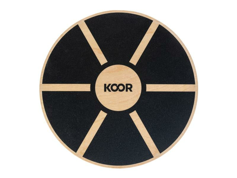KOOR Rundes Balance Board, F01580, Ø40,0 cm × 8,5 cm, Holz, Schwarz, max. Nutzergewicht 110 kg – 1 Stück