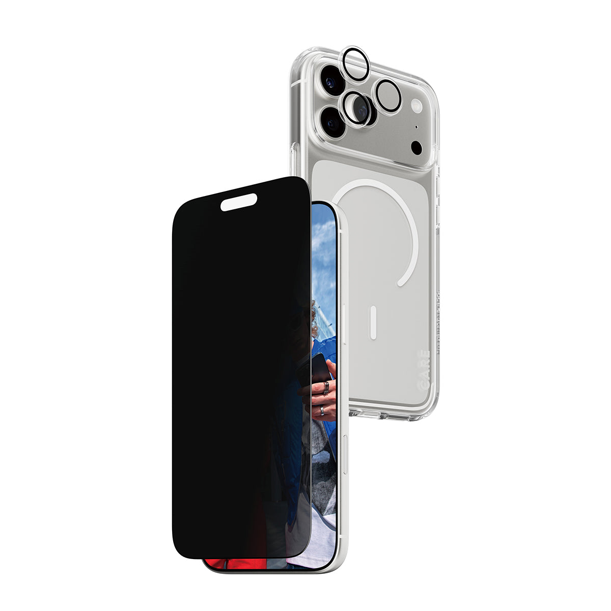 PanzerGlass Schutz-Set 3-in-1 Privacy-Filter – für Apple iPhone 17 Pro Max – Kratzresistent, Hartglas