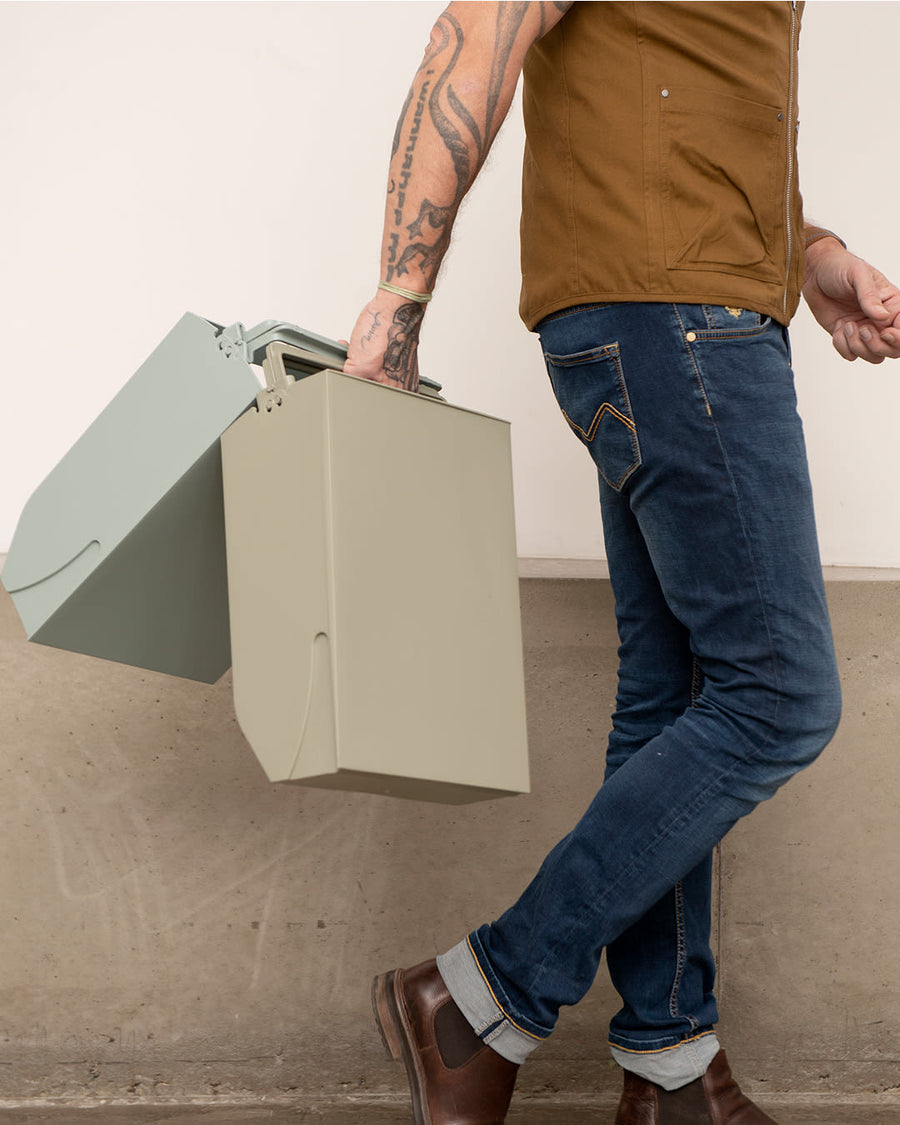 ReCollector Recyclingbox – 12 l – Recycling-Kunststoff, rechteckig – Graugrün