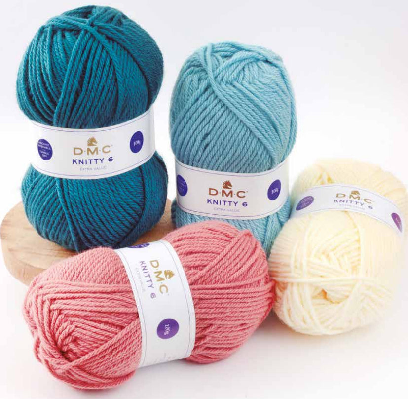 DMC Knitty 6 Wolle Hellgrau – 100 g, 140 m, Nadel 6 mm, 100% Polyacryl, 1 Stk.