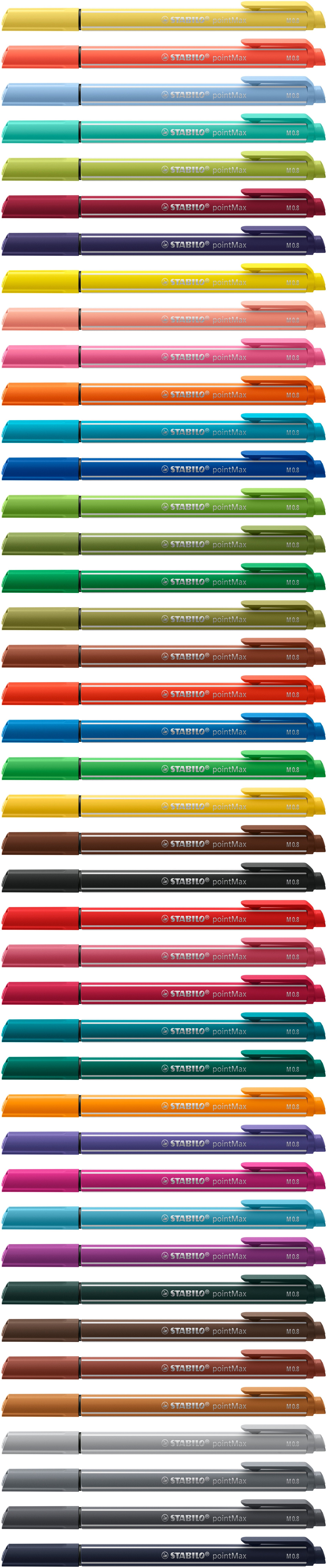 STABILO PointMax Filzstift – Rundspitze, 0,8 mm, wasserbasiert