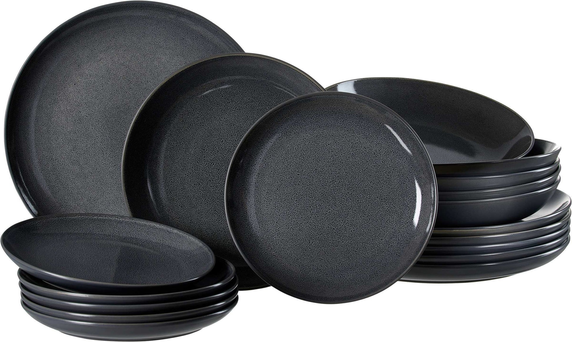 Ritzenhoff & Breker Toledo Speise-Service – 18-teiliges Set, Speise-/Suppenteller Ø 26,5/20,0 cm, Steingut, spülmaschinenfest