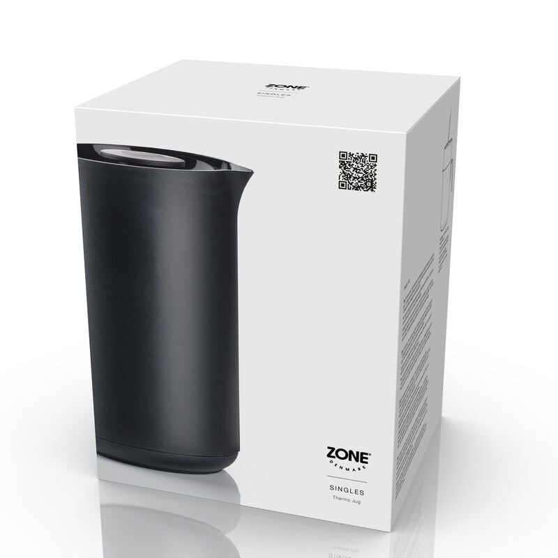 Zone Denmark Thermoskanne – 1 l, Ø 13,2 cm, Glas/Kunststoff (PP), Knopfdruckverschluss, 10 h Warmhaltezeit