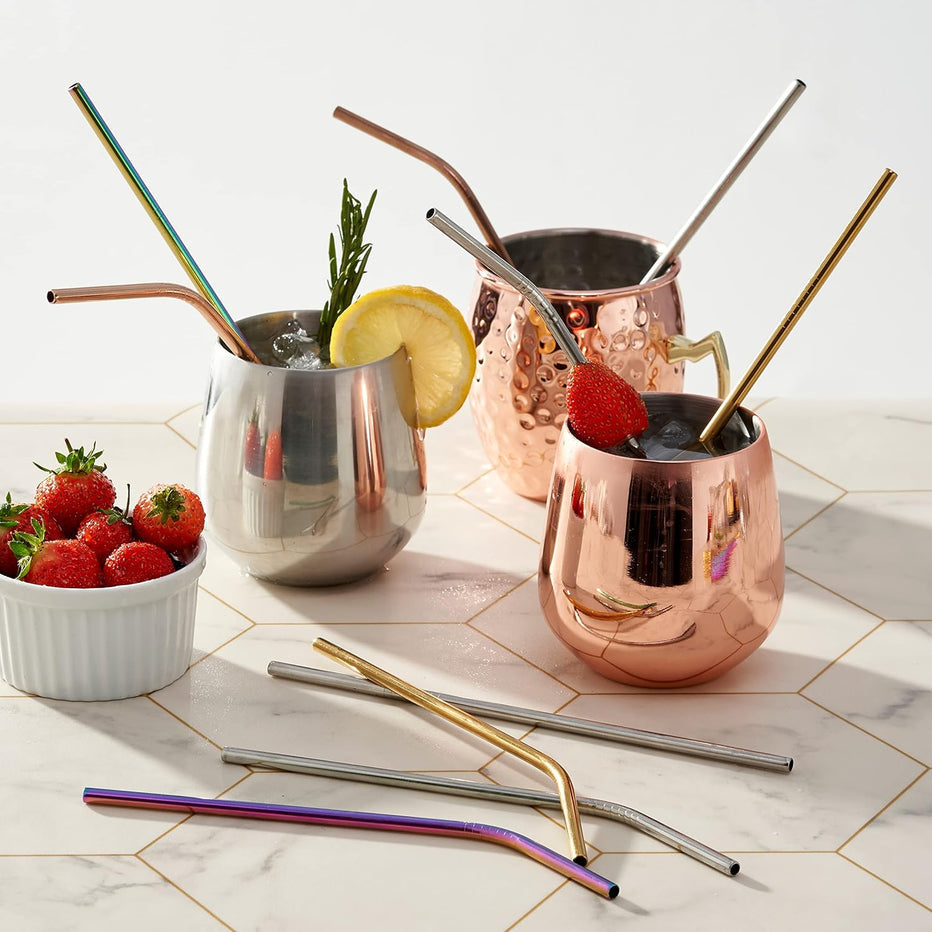 Oak & Steel Trinkhalme – 22 cm, Edelstahl, Mehrfarbig, 40 Stk.