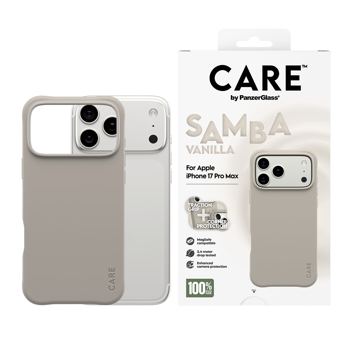 PanzerGlass Backcover CARE Samba – für Apple iPhone 17 Pro Max – beige – TPU, MagSafe-kompatibel