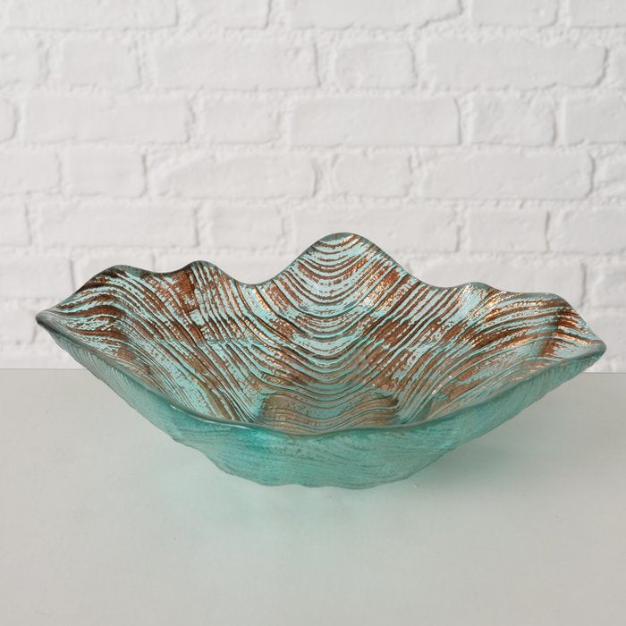 Boltze Schale – 16 × 20 × 5 cm, Glas, Türkis