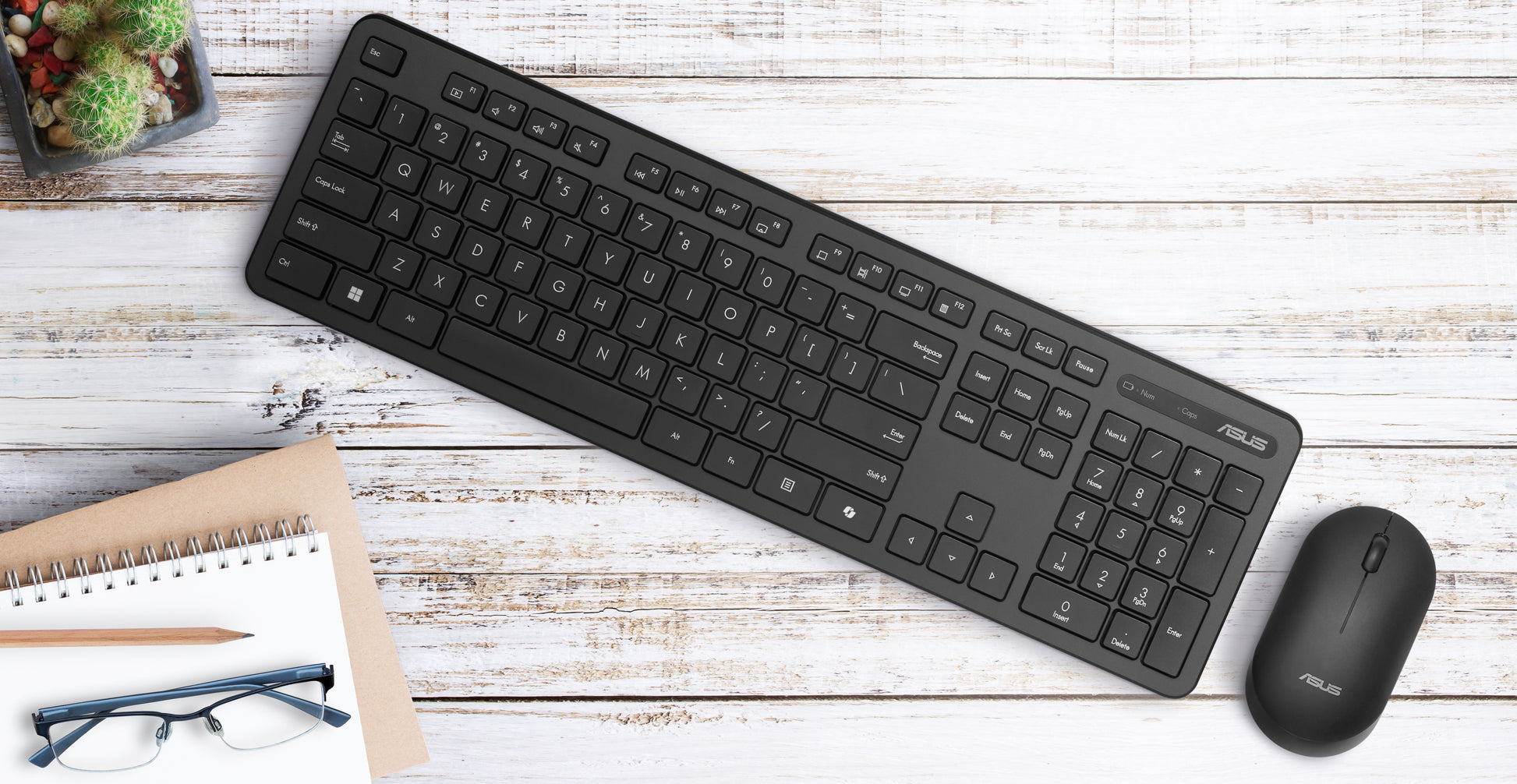 ASUS CW100 – Tastatur- und Maus-Set – 2,4 GHz USB-A (Empfänger) – Schwarz