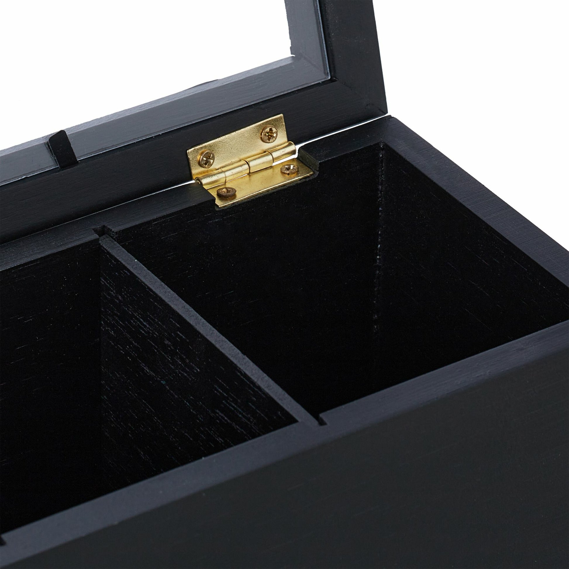 Relaxdays Teebeutelbox Bambus/Acryl, 6 Fächer, 43,5 × 9 × 9 cm, Schwarz/Transparent/Weiss