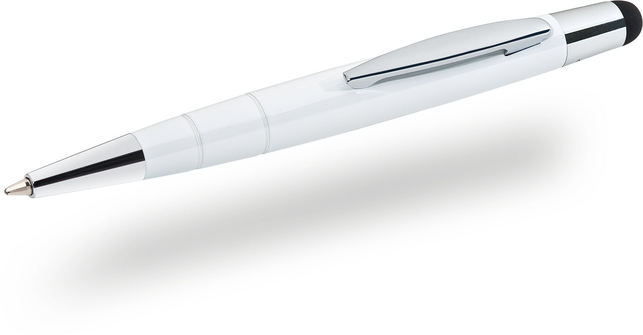 Wedo Eingabestift für Smartphones/Tablets, inkl. iPhone/iPad – 2-in-1 Kugelschreiber – Weiss