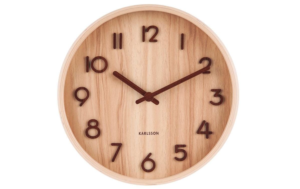 Karlsson Wanduhr Pure – Ø 22 cm, hellbraun, Holz (Linde)