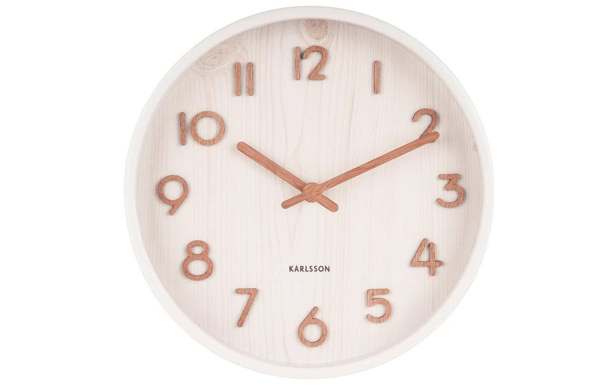 Karlsson Wanduhr Pure – Ø 22 cm, weiss, Holz