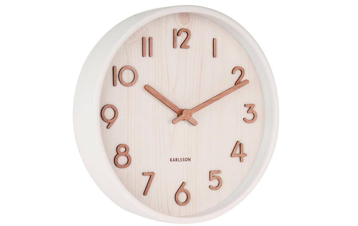 Karlsson Wanduhr Pure – Ø 22 cm, weiss, Holz