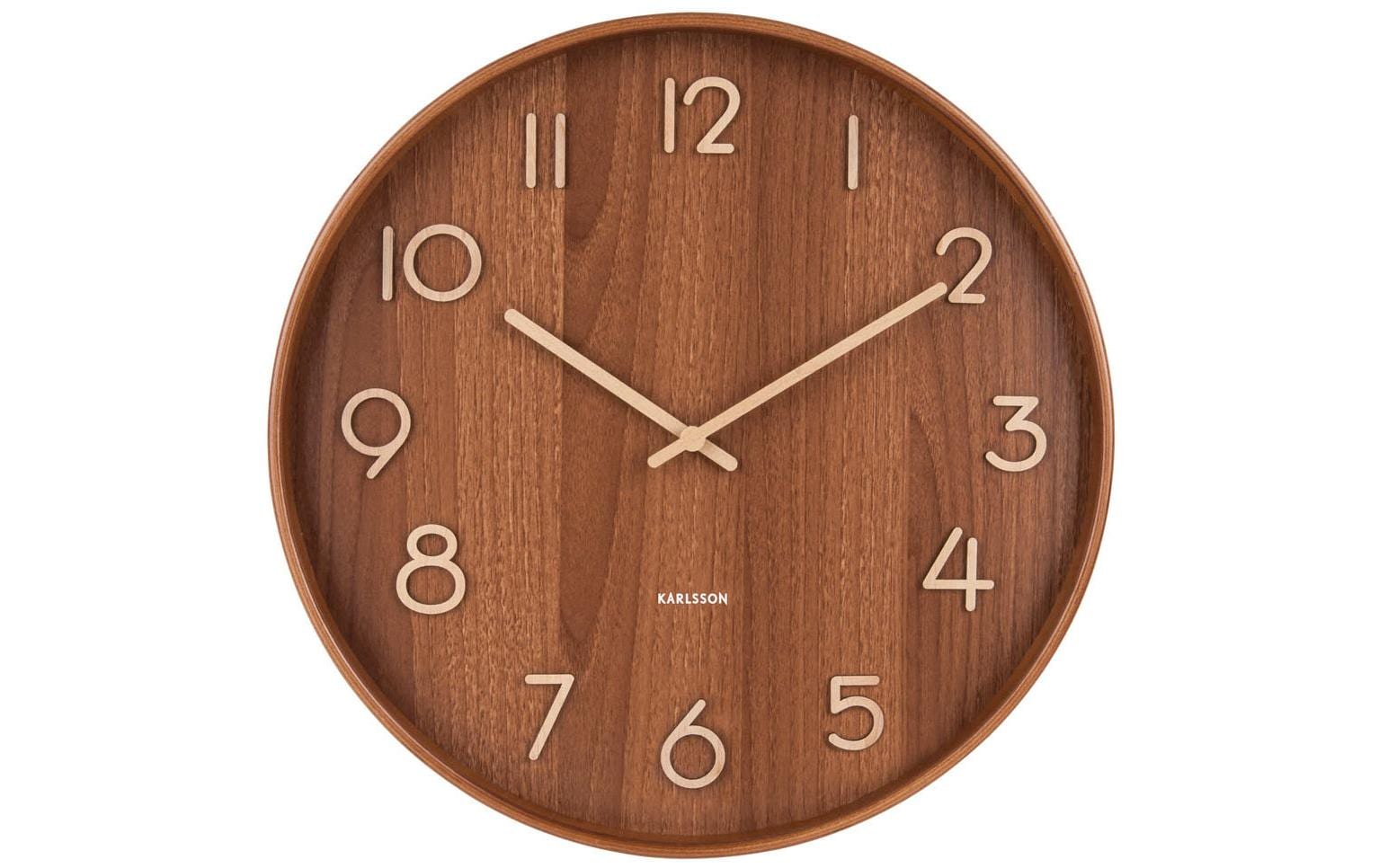Karlsson Wanduhr Pure – Ø 40 cm, dunkelbraun, Holz