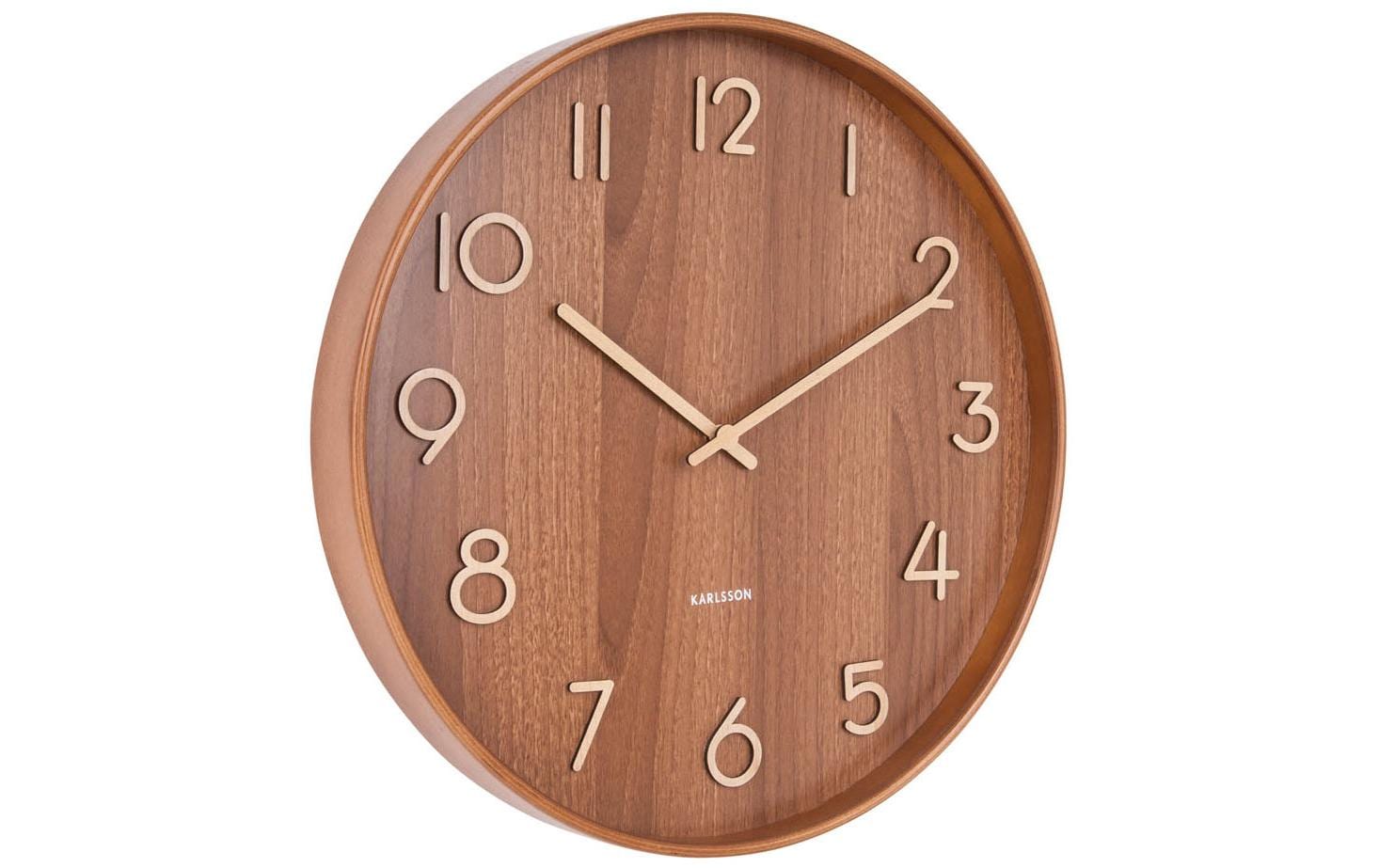 Karlsson Wanduhr Pure – Ø 40 cm, dunkelbraun, Holz