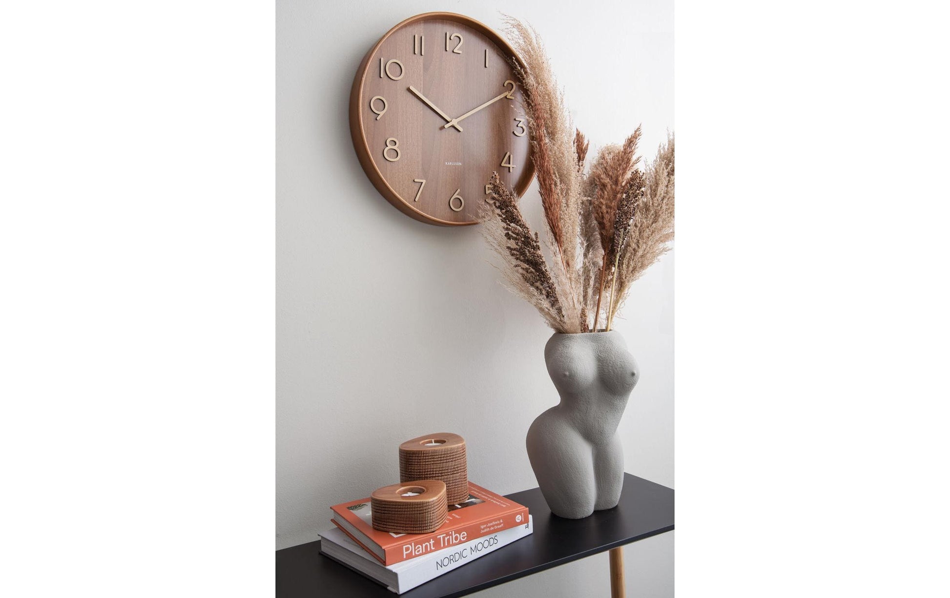 Karlsson Wanduhr Pure – Ø 40 cm, dunkelbraun, Holz