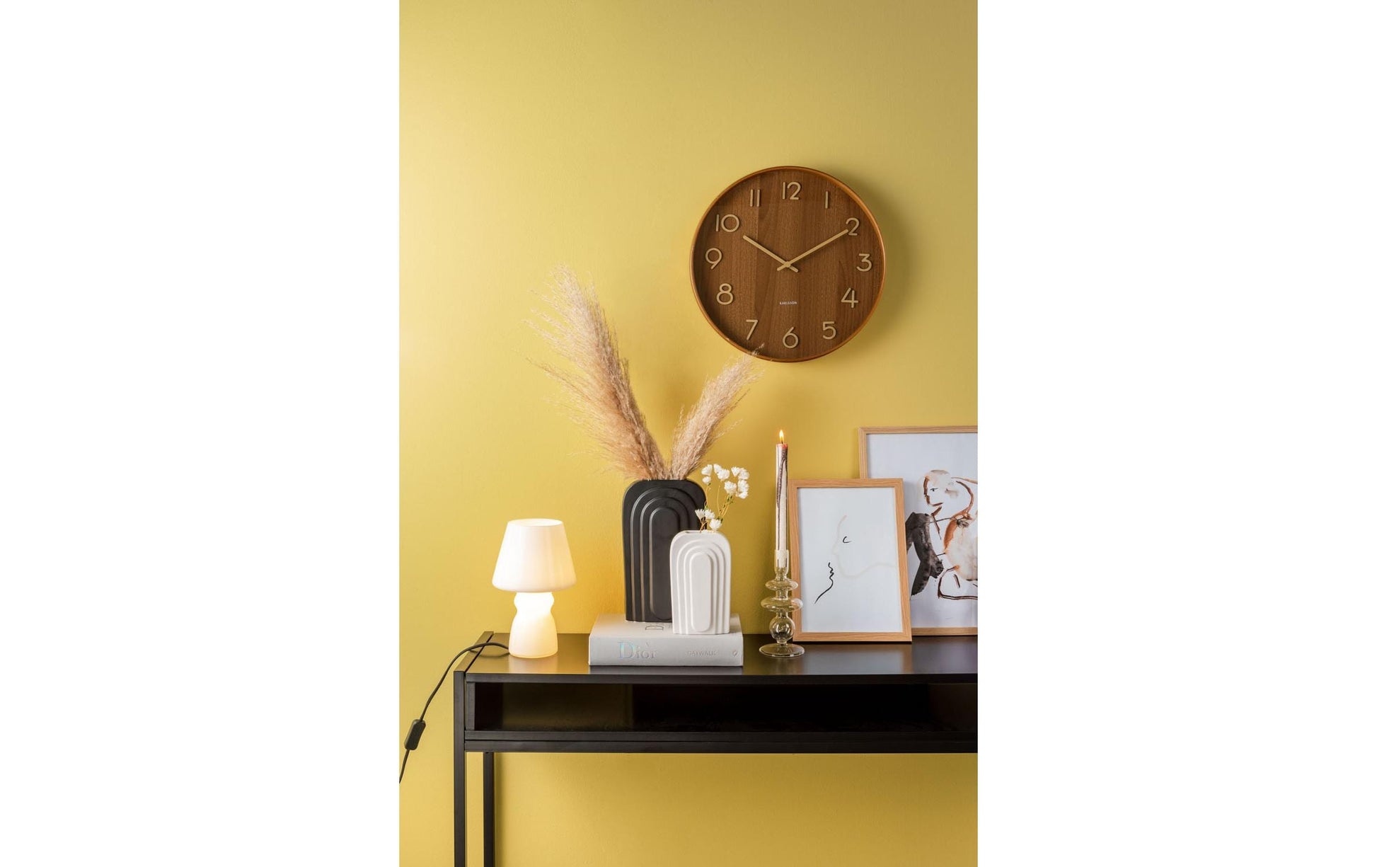 Karlsson Wanduhr Pure – Ø 40 cm, dunkelbraun, Holz