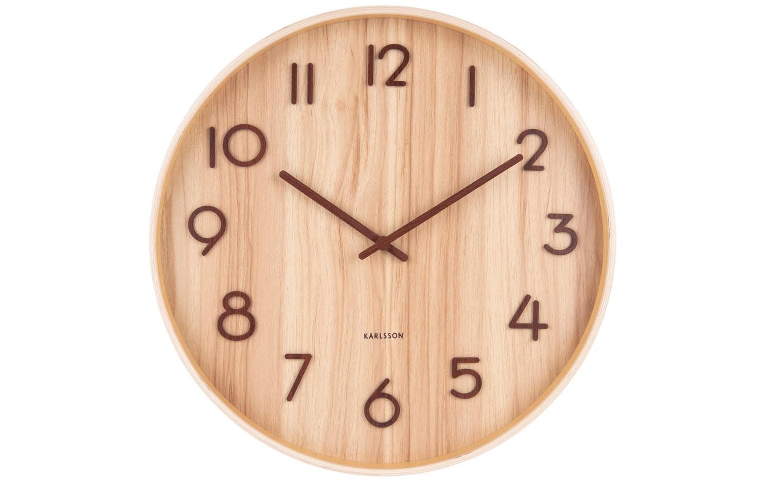 Karlsson Wanduhr Pure – Ø 40 cm, hellbraun, Holz