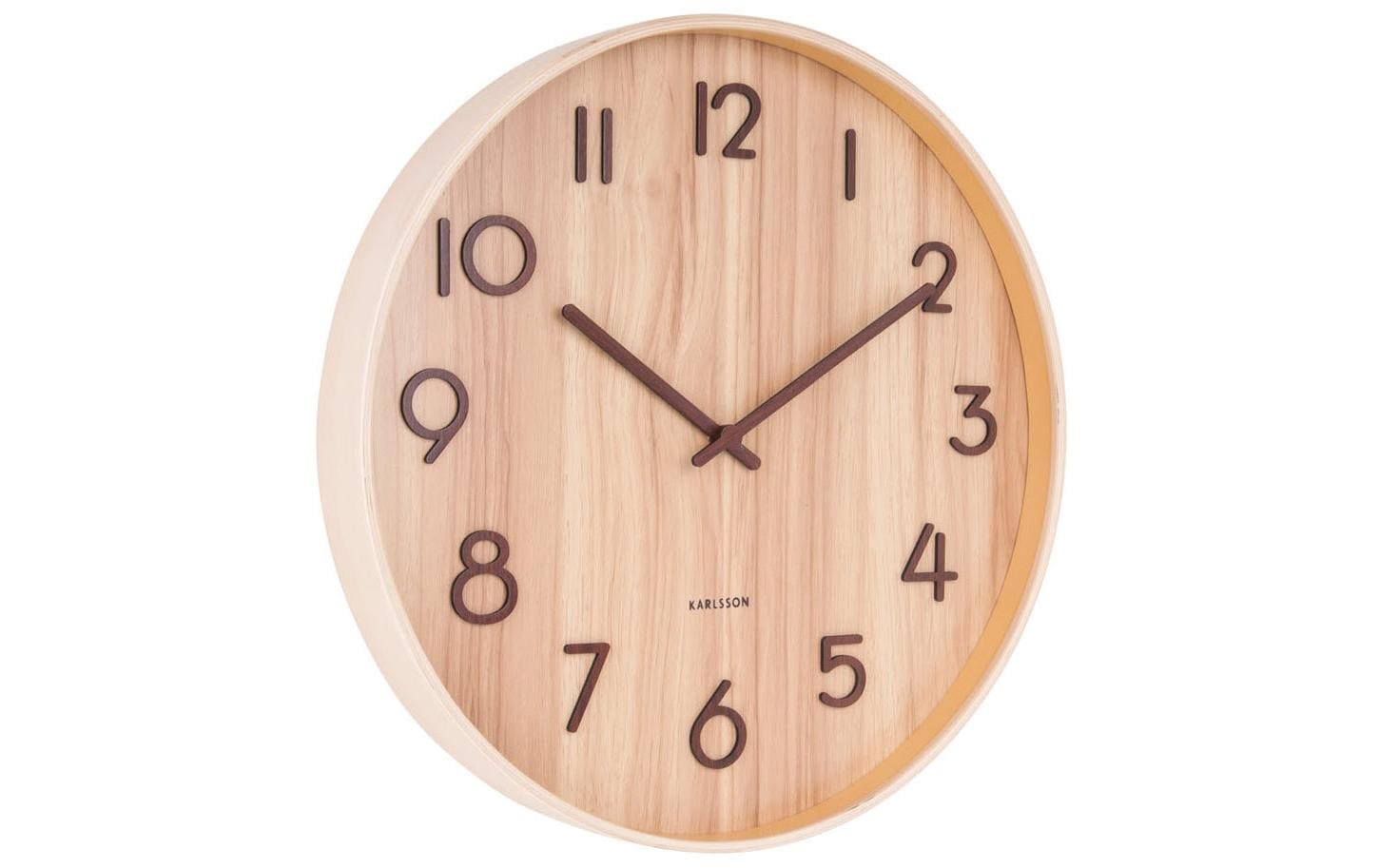 Karlsson Wanduhr Pure – Ø 40 cm, hellbraun, Holz