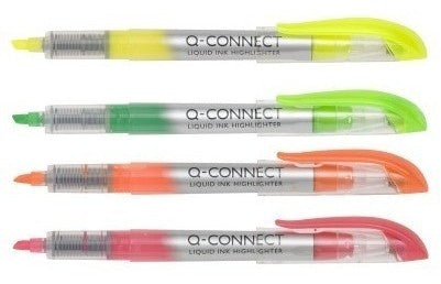 Q-CONNECT Textmarker Set 4 Farben – Keilspitze, 1–4 mm