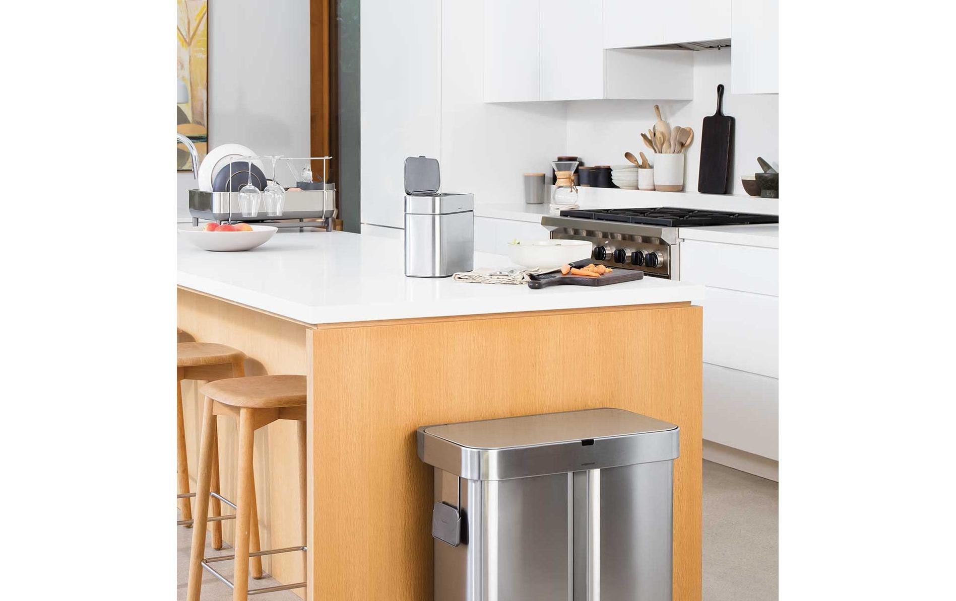 simplehuman Komposteimer Kompost-Caddy – 4 l – Edelstahl, rechteckig – mit Innenkübel, Anti-Fingerprint
