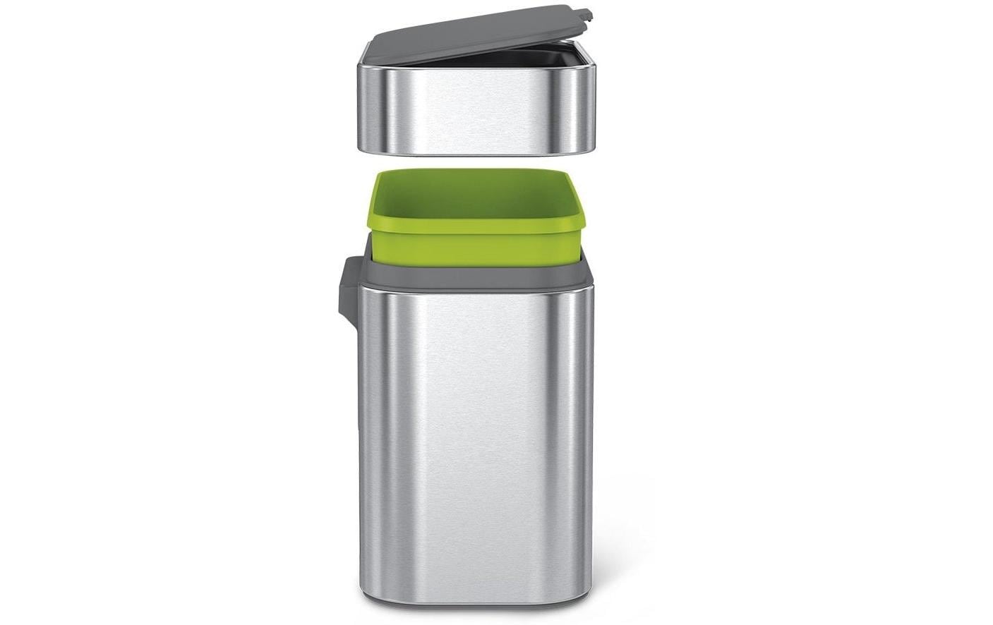 simplehuman Komposteimer Kompost-Caddy – 4 l – Edelstahl, rechteckig – mit Innenkübel, Anti-Fingerprint