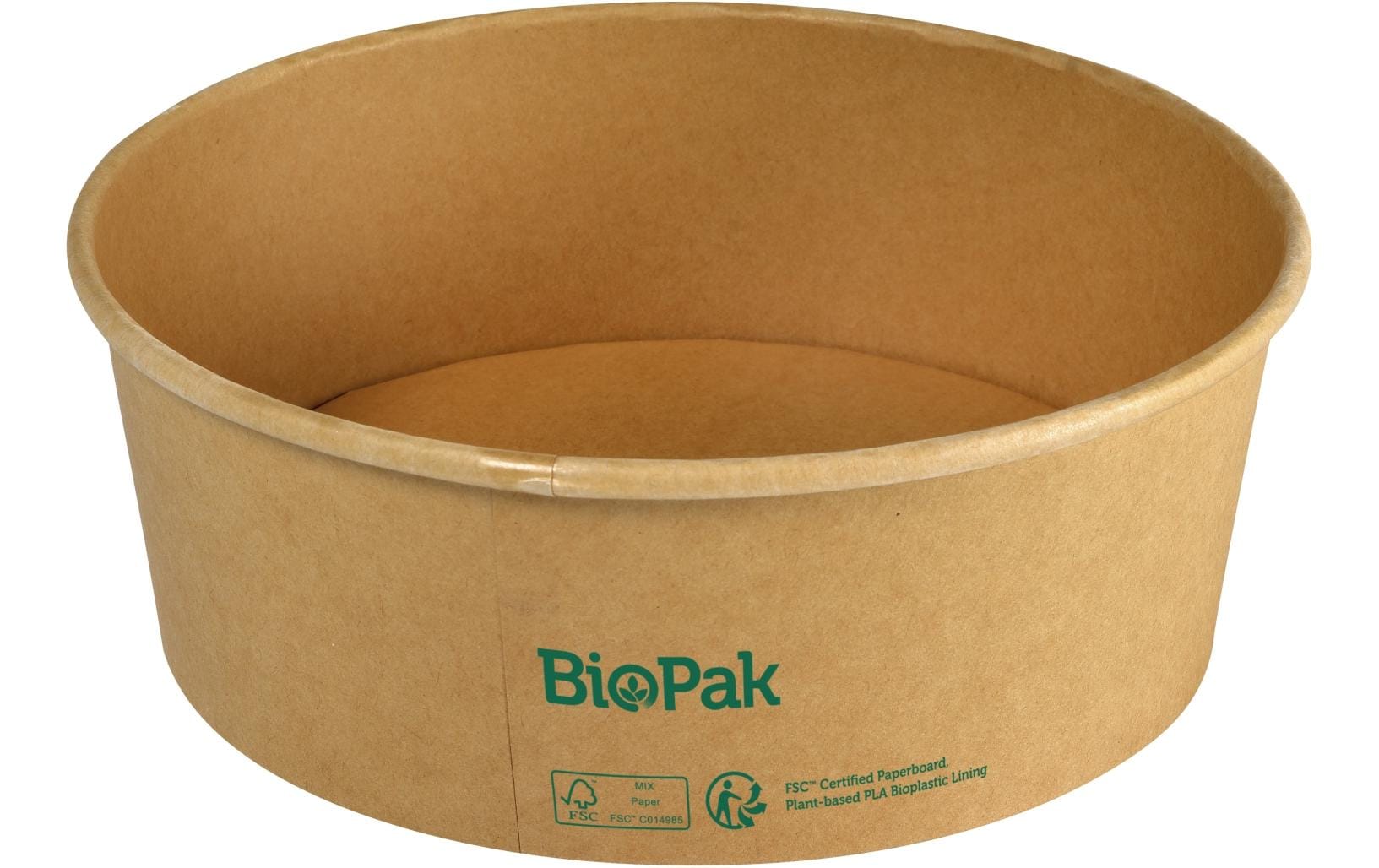 BioPak Schale, Papier/Karton, rund – 1300 ml, Ø 18,4 cm, braun – 25 Stk.