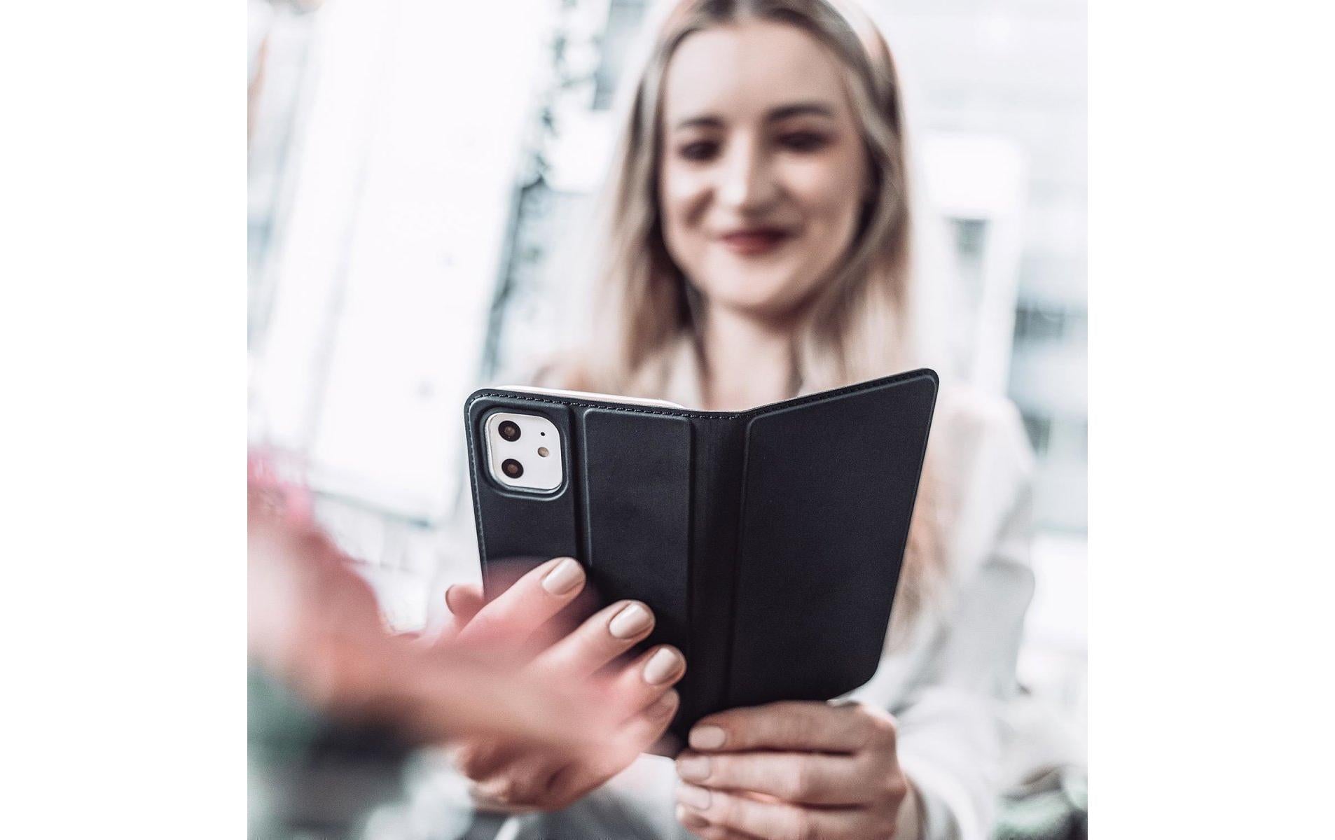 4smarts Urban Lite – Wallethülle – für Apple iPhone 14 Pro Max, mit Ständer, 1 Kartenfach, PU+TPU, schwarz