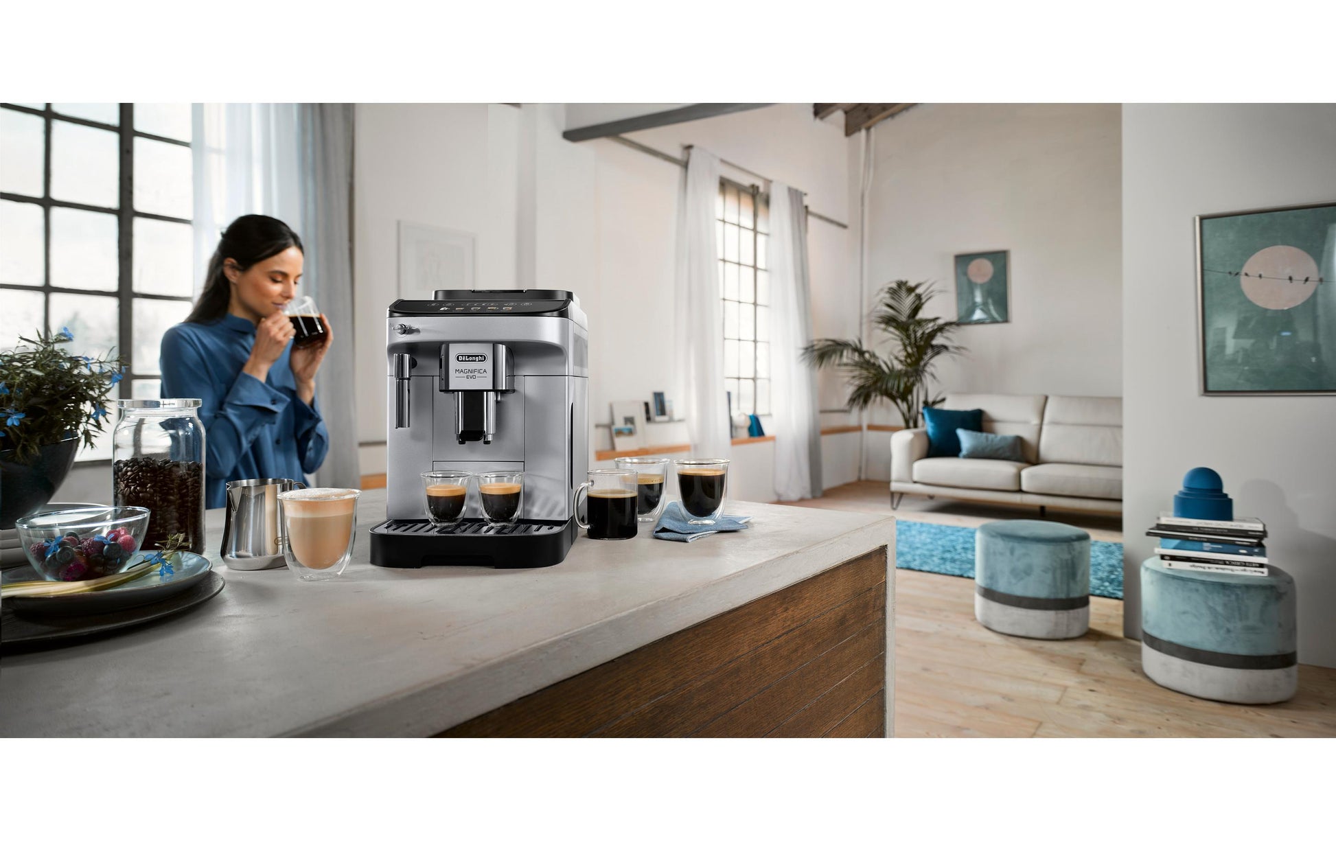 De’Longhi Magnifica Evo Kaffeevollautomat – 15 bar, 1,8 l, 250 g, Silber