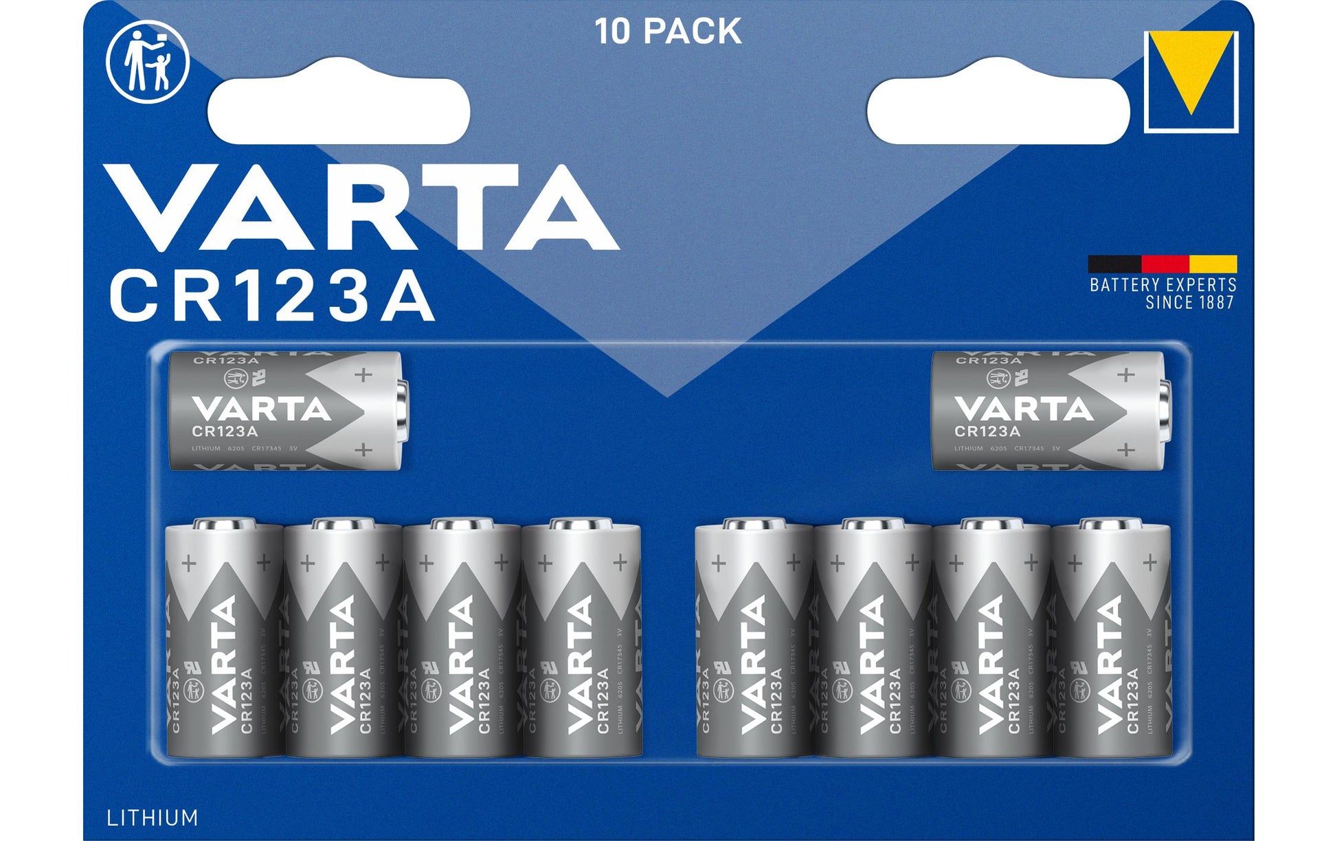 Varta CR123A Batterien, Lithium-Mangandioxid, 3 V – 10 Stk.