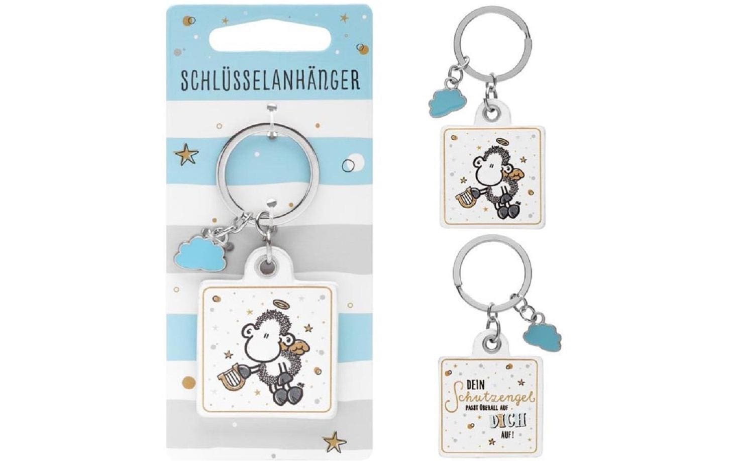 Sheepworld Schlüsselanhänger Schutzengel – mit Schlüsselring, Kunstleder/Metall, Mehrfarbig, 40 × 85 mm