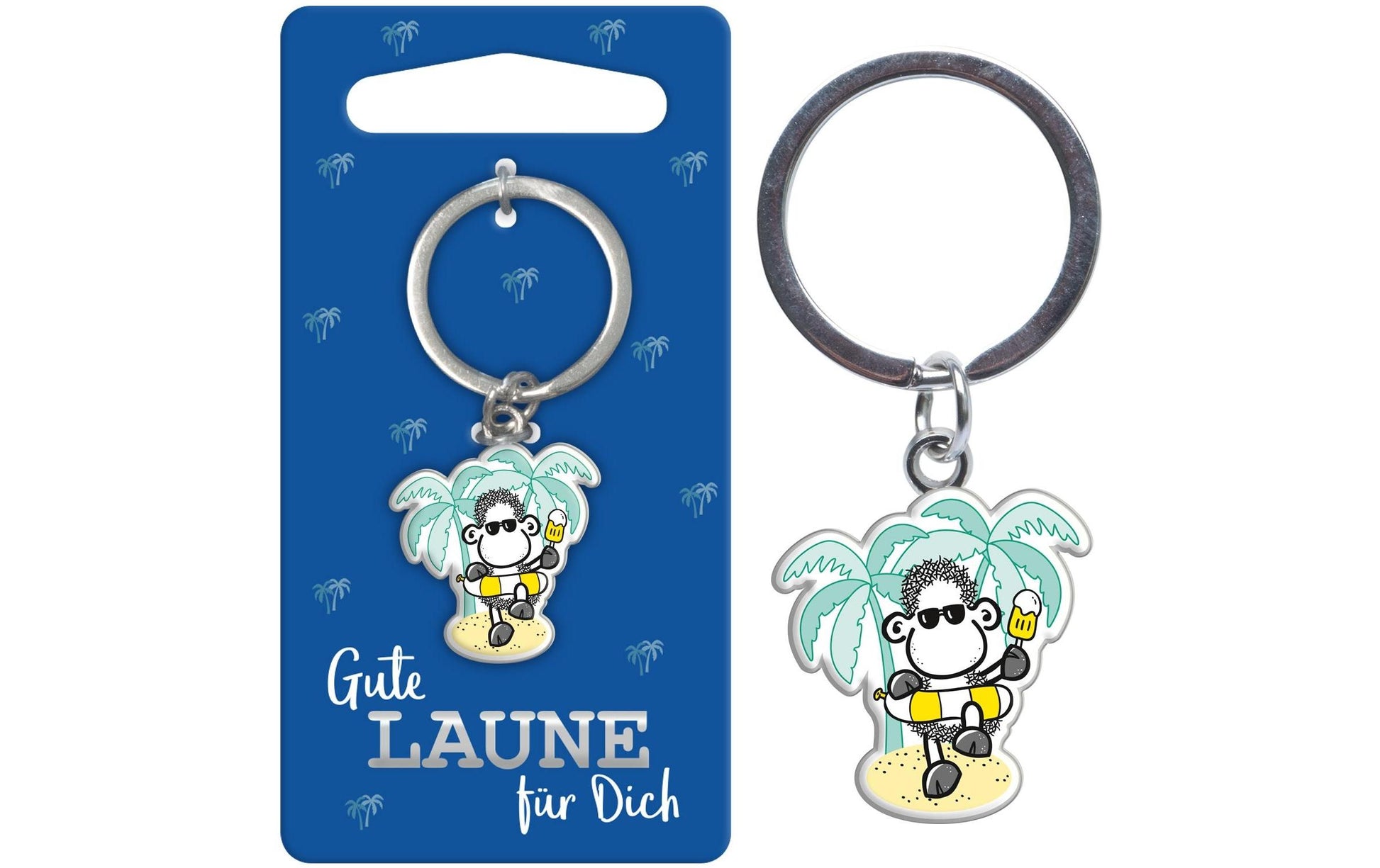 Sheepworld Schlüsselanhänger Gute Laune Schaf – Metall, Mehrfarbig, 55 × 25 mm