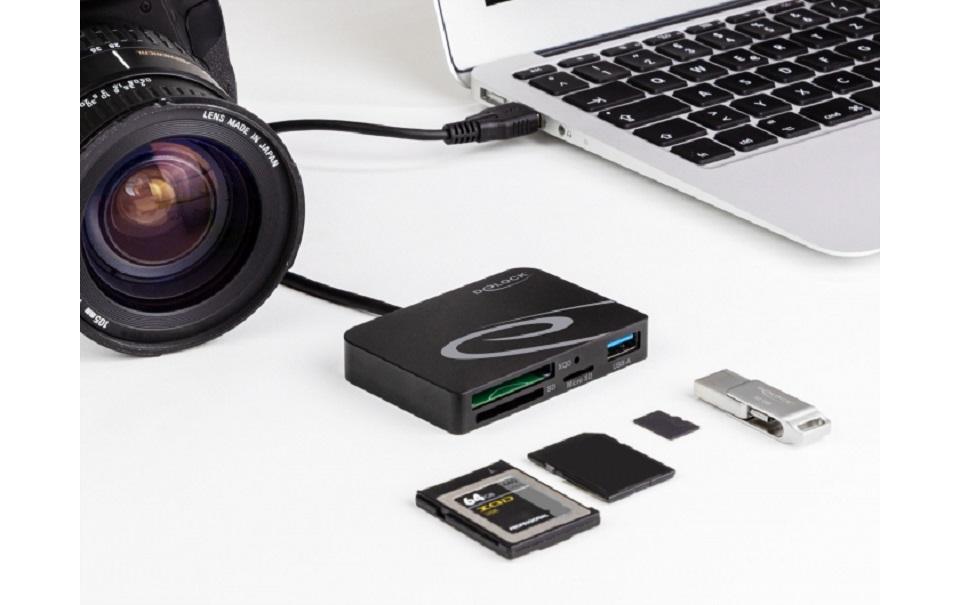 DeLOCK 91756 – Externer Kartenleser – für SD/SDHC/SDXC, microSD, XQD, MMC, USB-C (USB 3.0)